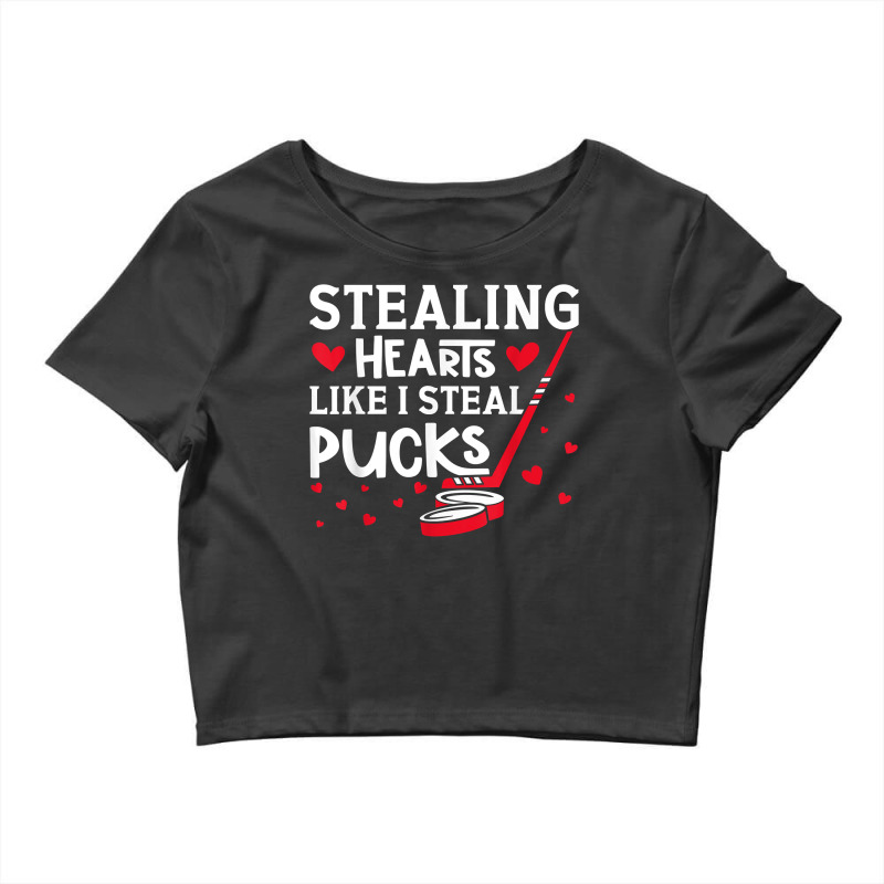 Stealing Hearts Like I Steal Pucks Valentines Day Ice Hockey T Shirt Crop Top by kaykemyjoa | Artistshot