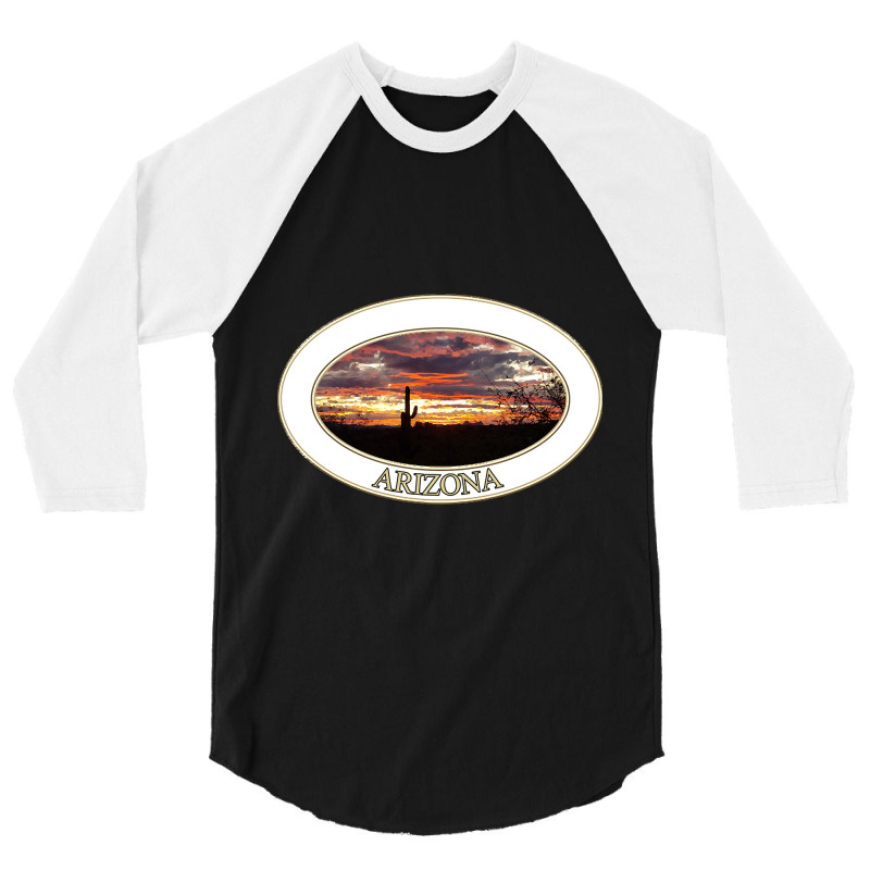 Artistshort Trending Arizona Sunset With Saguaro Cactus 3/4 Sleeve Shirt by declangreenwood | Artistshot