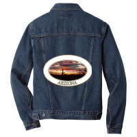 Artistshort Trending Arizona Sunset With Saguaro Cactus Men Denim Jacket | Artistshot