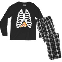 Hot Trend Funny Skeleton Halloween Pizza Men's Long Sleeve Pajama Set | Artistshot