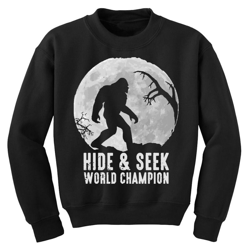 Bigfoot T  Shirt Retro Bigfoot Hide & Seek World Champion 10 Youth Sweatshirt by wehnereffie391 | Artistshot