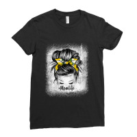 Trending Sunflowers Mom Life Messy Bun Hair Sunglasses Ladies Fitted T-shirt | Artistshot