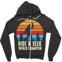 Bigfoot T  Shirt Retro Bigfoot Hide & Seek World Champion 6 Zipper Hoodie | Artistshot