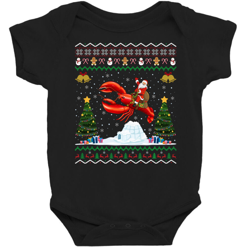 Limited Edition Lobster Ugly Xmas Santa Riding Lobster Christmas Baby Bodysuit by Whitehead Hoppe | Artistshot