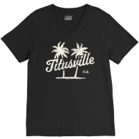 Trending Titusville Florida Vintage 70s Palm Trees V-neck Tee | Artistshot