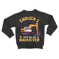 Kids Excavator Five Years  Construction Site  5th Birthday Boy Digger Toddler Sweatshirt | Artistshot