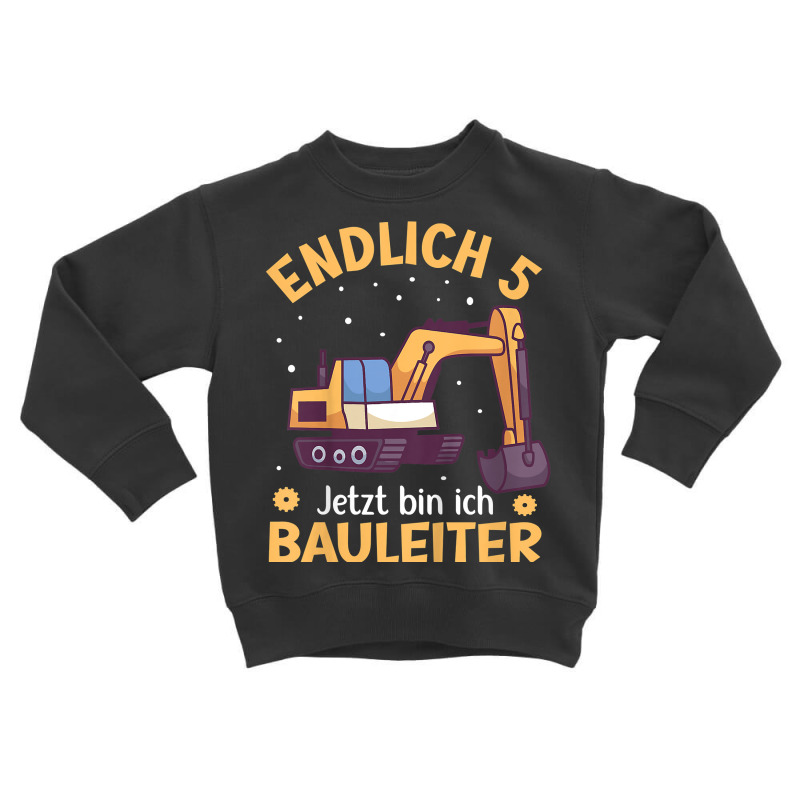 Kids Excavator Five Years  Construction Site  5th Birthday Boy Digger Toddler Sweatshirt by omano | Artistshot