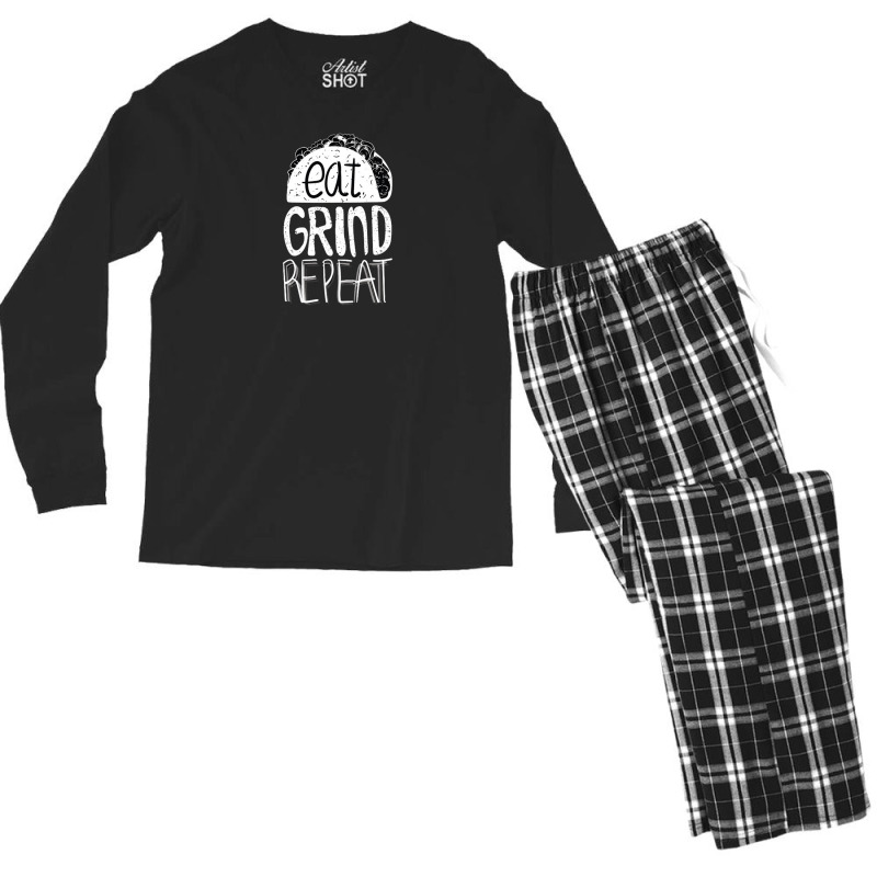 Eat Grind Repeat Men's Long Sleeve Pajama Set | Artistshot