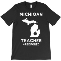 Womens Red For Ed Michigan Teacher Public Education V Neck T Shirt T-shirt | Artistshot