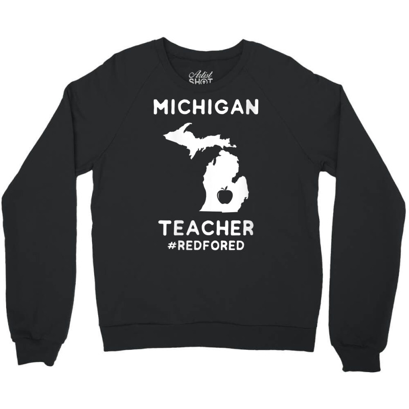 Womens Red For Ed Michigan Teacher Public Education V Neck T Shirt Crewneck Sweatshirt | Artistshot