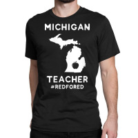 Womens Red For Ed Michigan Teacher Public Education V Neck T Shirt Classic T-shirt | Artistshot