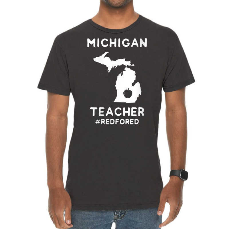 Womens Red For Ed Michigan Teacher Public Education V Neck T Shirt Vintage T-shirt | Artistshot