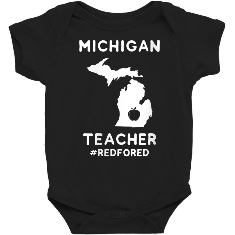 Womens Red For Ed Michigan Teacher Public Education V Neck T Shirt Baby Bodysuit | Artistshot