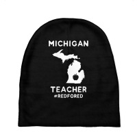 Womens Red For Ed Michigan Teacher Public Education V Neck T Shirt Baby Beanies | Artistshot