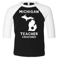 Womens Red For Ed Michigan Teacher Public Education V Neck T Shirt Toddler 3/4 Sleeve Tee | Artistshot