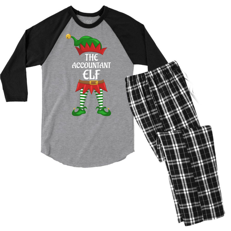 Accountant Elf Family Matching Group Christmas Party Stars Men's 3/4 Sleeve Pajama Set | Artistshot