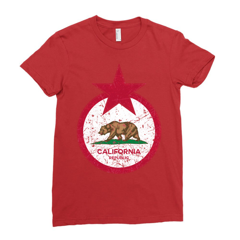 California Republic Us Flag Ladies Fitted T-Shirt by qraakninp | Artistshot