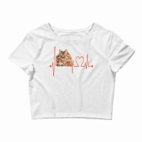 Siberian Forest Cat Heartbeat Ekg Funny Cats & Kitten Lovers T Shirt Crop Top | Artistshot