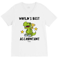 Funny Accountant Best Greawtest Dinosaur T Rex Tyrannosaurus Cute 70s V-neck Tee | Artistshot