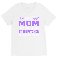 Im A Mom 911 Dispatcher Nothing Scares Me Stars V-neck Tee | Artistshot