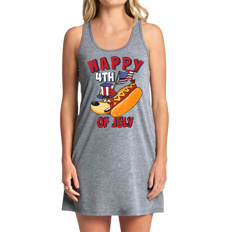 Happy 4th Of July Dachshund Cute Eat Usa Sausage Tank Dress by longho | Artistshot