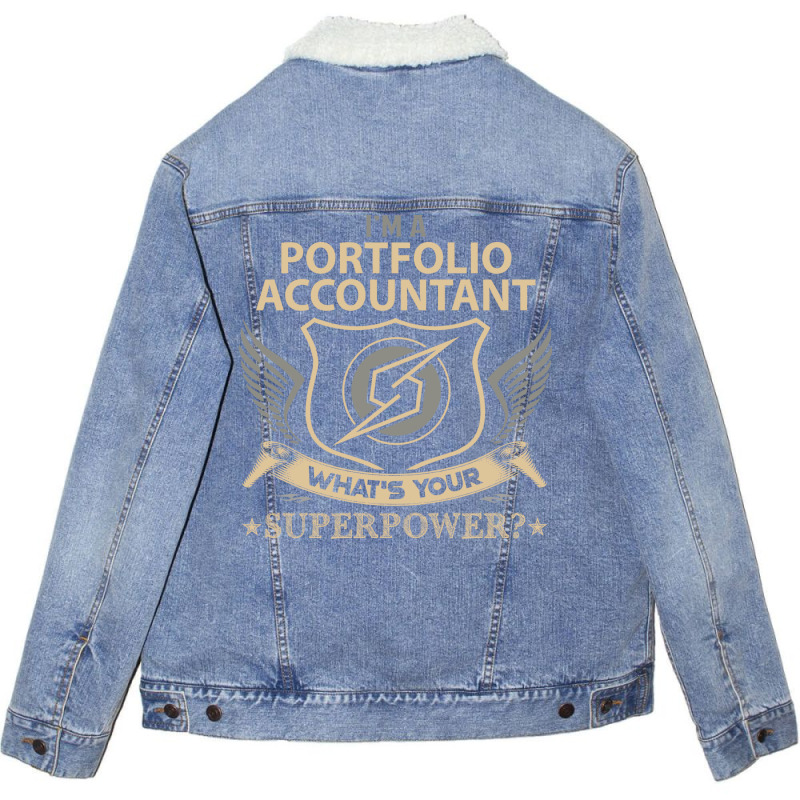 Portfolio Accountant T  Superpower Gift Item Tee Unisex Sherpa-lined Denim Jacket | Artistshot