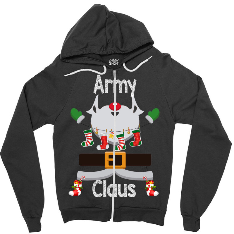 Army Claus Santa Christmas Costume Pajama 70s Zipper Hoodie | Artistshot