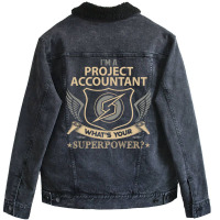 Project Accountant T  Superpower Gift Item Tee Unisex Sherpa-lined Denim Jacket | Artistshot