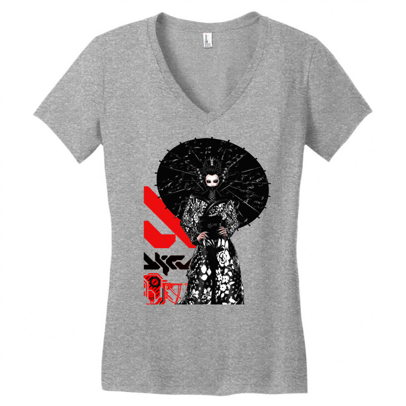 Cyberpunk Geisha Futurist Urban Style Women's V-Neck T-Shirt by vrundaclicheq | Artistshot