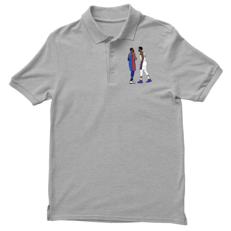 Joel Embiid Stares Down Andre Drummond Men's Polo Shirt | Artistshot