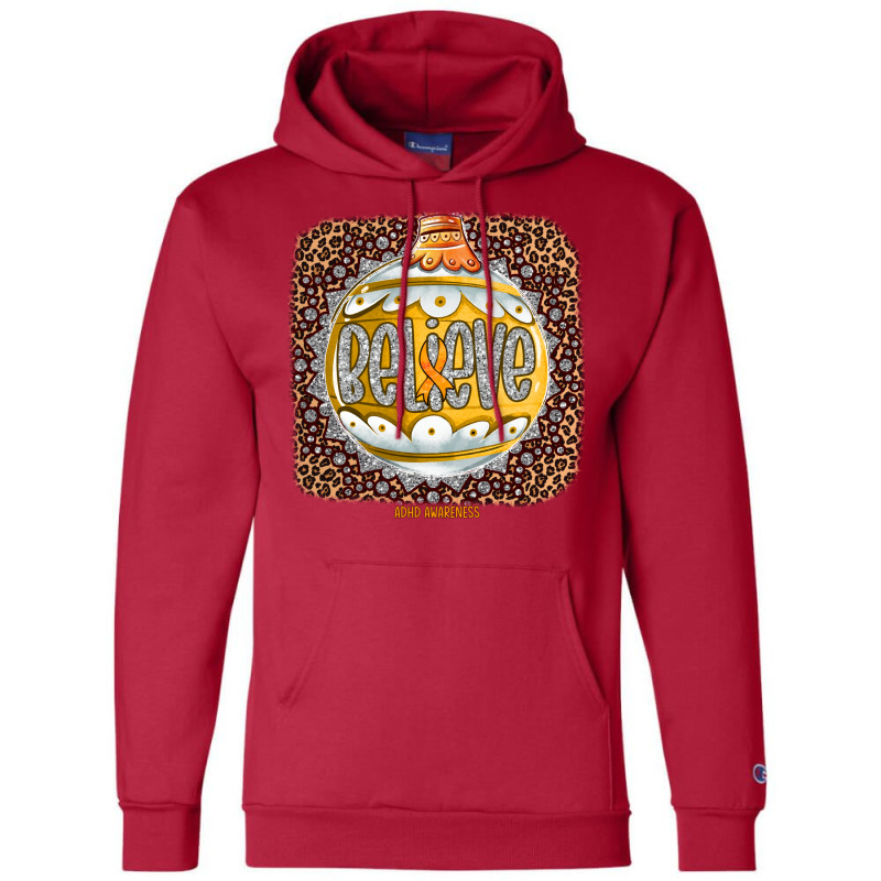 Adhd Awareness Awareness Believe Ornament Leopard Christmas Champion Hoodie by valkdiartel | Artistshot