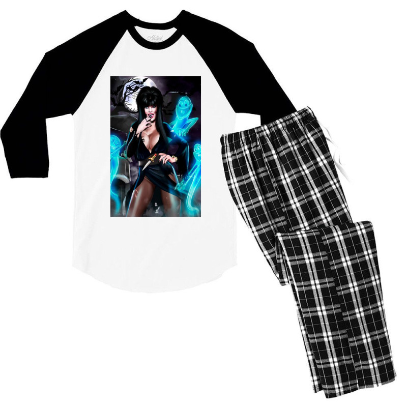 Elvira Being Burned At The Stake Cartoon (2) Men's 3/4 Sleeve Pajama Set | Artistshot