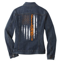 Adhd Awareness Ribbon American Flag In This Family We Fight Together 7 Ladies Denim Jacket | Artistshot