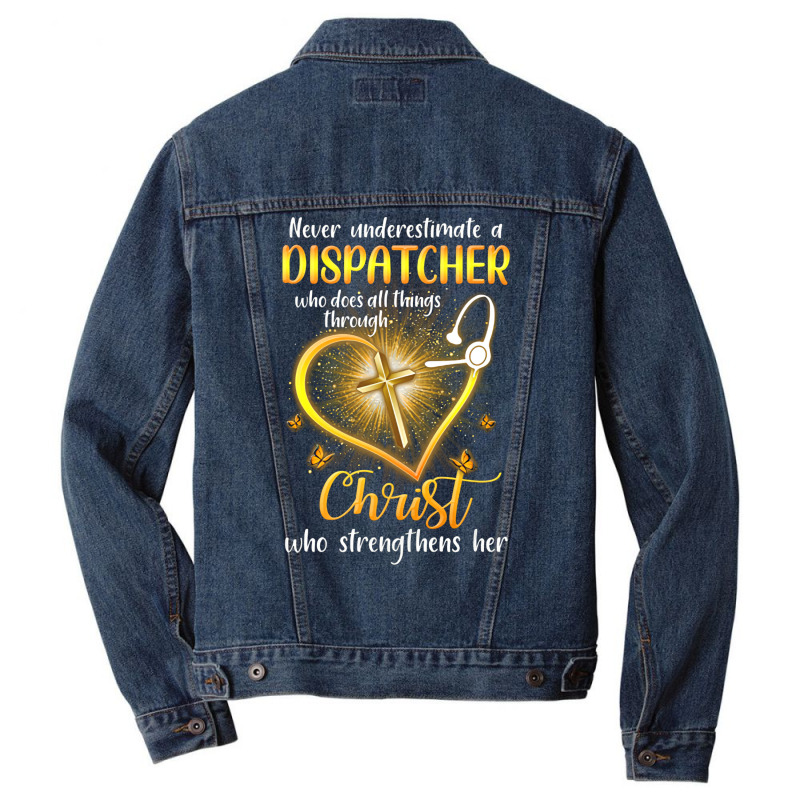 Never Underestimate A Dispatcher Tumblr Men Denim Jacket | Artistshot