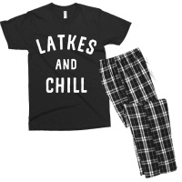 Latkes And Chill Hanukkah Latke Party Menorah Jewish Food Men's T-shirt Pajama Set | Artistshot