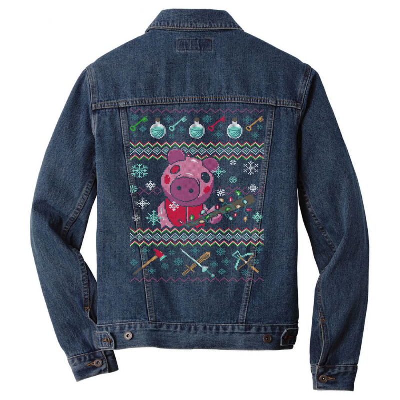 Piggy Christmas Sweater Men Denim Jacket by kassirromkes5 | Artistshot