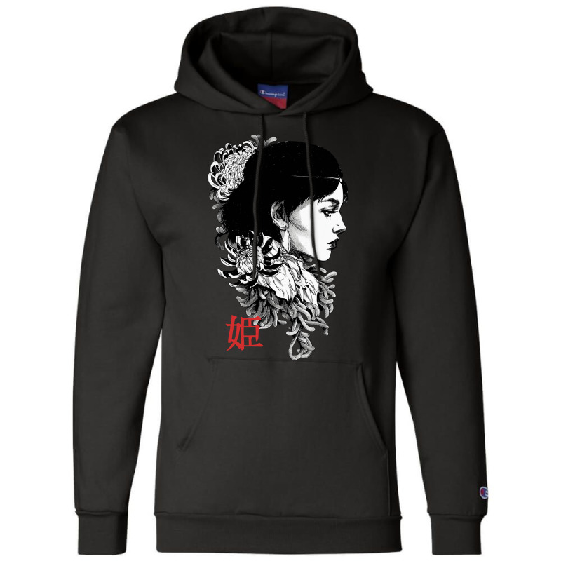 Japanese Geisha Black And White Fine Art Champion Hoodie | Artistshot