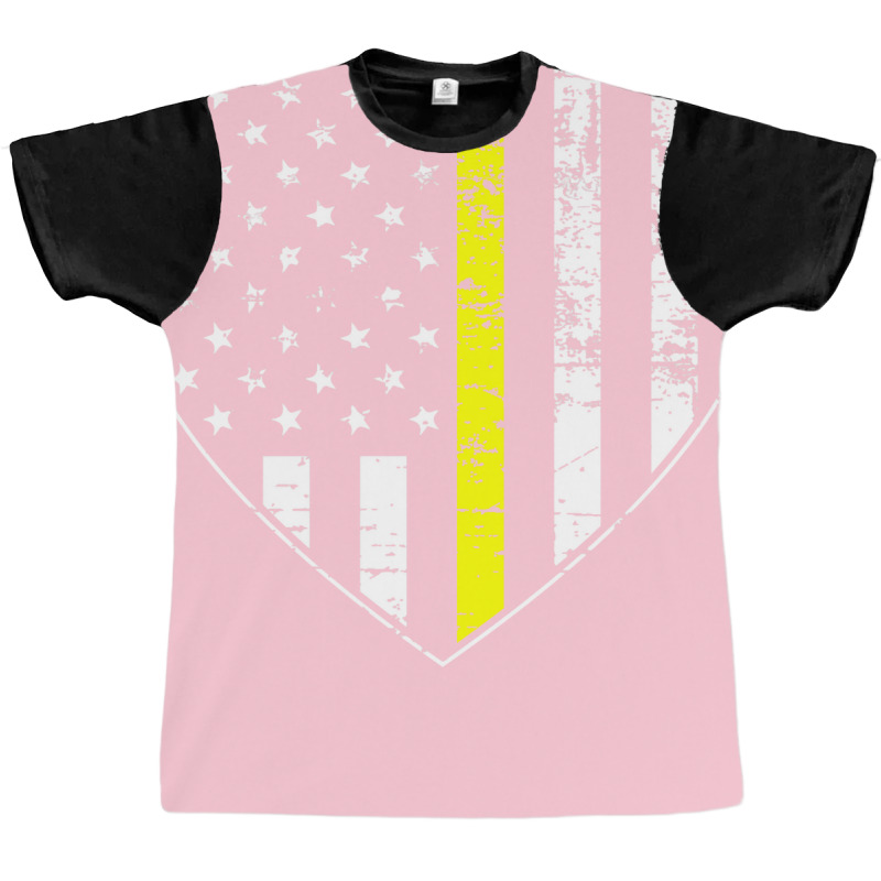 Thin Gold Line Distressed American Flag Heart Red Graphic T-shirt | Artistshot