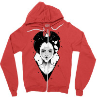 Japanese Geisha Samurai Black And White Zipper Hoodie | Artistshot