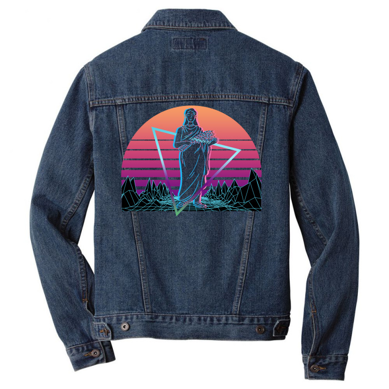 Demeter Greek Goddess Of Agriculture Vaporwave Aesthetic Gift Stars Men Denim Jacket | Artistshot