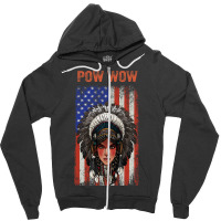 Powwow Merican Zipper Hoodie | Artistshot