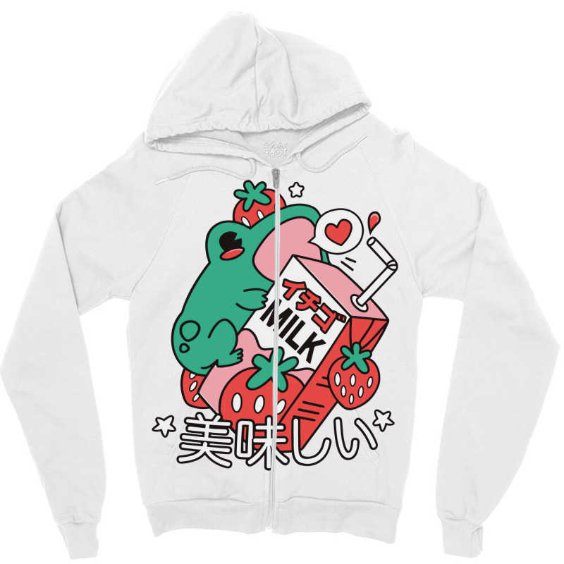 Cute Frog Milk Zipper Hoodie by qraakninp | Artistshot