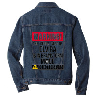 Elvira Name - Warning The Genius Mind Of Elvira Is In Brainstorm Mode  Men Denim Jacket | Artistshot