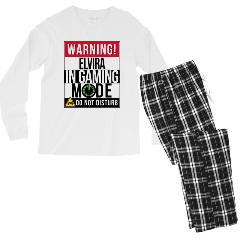 Elvira Name - Warning The Genius Mind Of Elvira Is In Brainstorm Mode Men's Long Sleeve Pajama Set | Artistshot