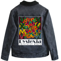 Dyslexia Awareness Month 3d Mixed Letters Girl Unisex Sherpa-lined Denim Jacket | Artistshot