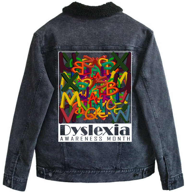 Dyslexia Awareness Month 3d Mixed Letters Girl Unisex Sherpa-lined Denim Jacket | Artistshot