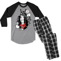 Japanese Samurai Pop Art Cool Girl Men's 3/4 Sleeve Pajama Set | Artistshot