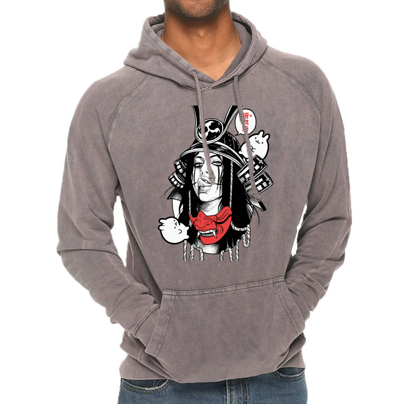 Japanese Samurai Pop Art Cool Girl Vintage Hoodie | Artistshot