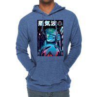 Vaporwave Neon Japanese City Night Spaceman Lightweight Hoodie | Artistshot