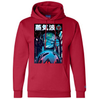 Vaporwave Neon Japanese City Night Spaceman Champion Hoodie | Artistshot